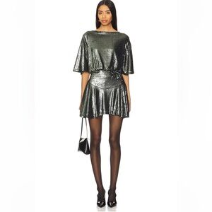 NWT Free People Manuka Sequin Mini Dress in Gunmetal SIZE MEDIUM